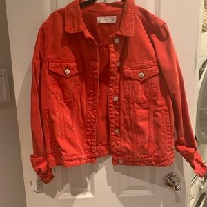 Red denim jacket